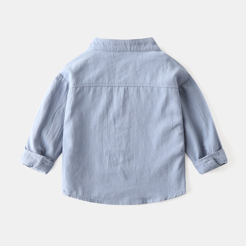 Solid White Boys Shirt Summer Cotton Linen Toddler Tops Children Kids Clothes