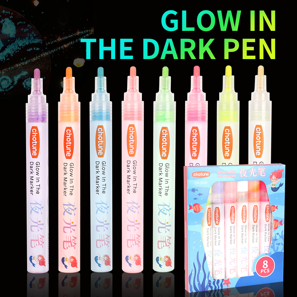 8 Farben fluor zierende Stifte Text marker bunte Farbe Stift leuchten im Dunkeln hell diy leuchtenden Markierung stift Bastel stift zum Zeichnen