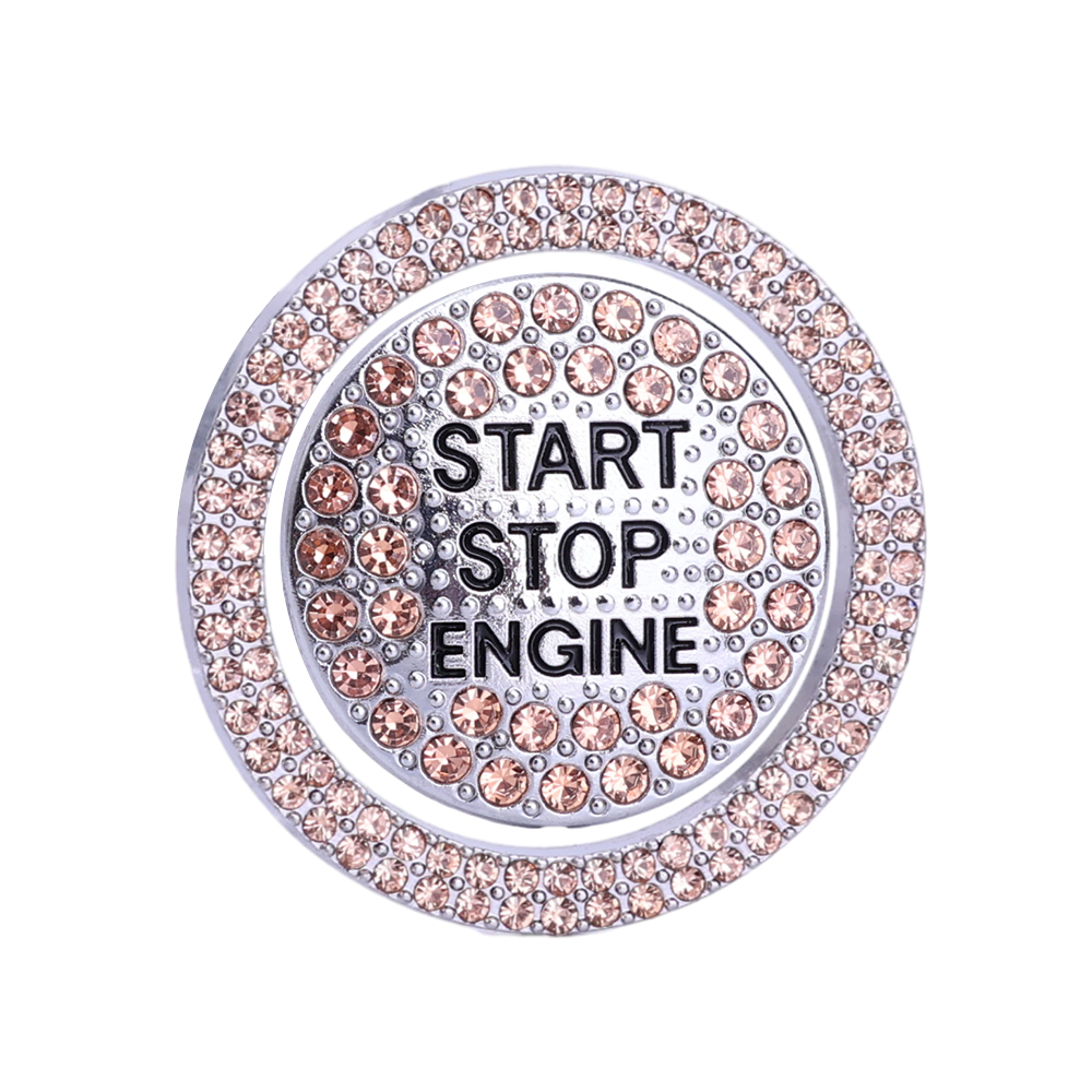 Auto Ein-Start-Taste Diamant Dekoration Aufkleber Innen Zündung Starter Schalter 3D Ring Strass Bling BlingSticker: Gold