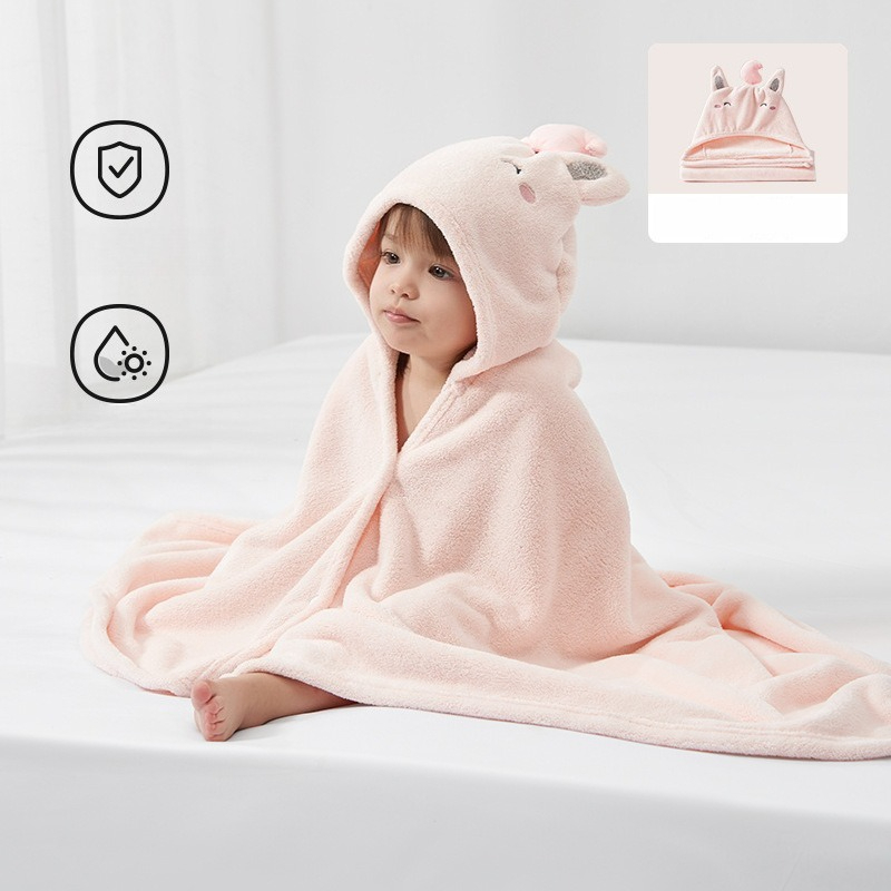 Serviette de bain pour bébé, cape à capuche pour garçons et filles, peignoir éléphant pour enfants, douche portable, serviettes de natation à Absorption douce: Rose