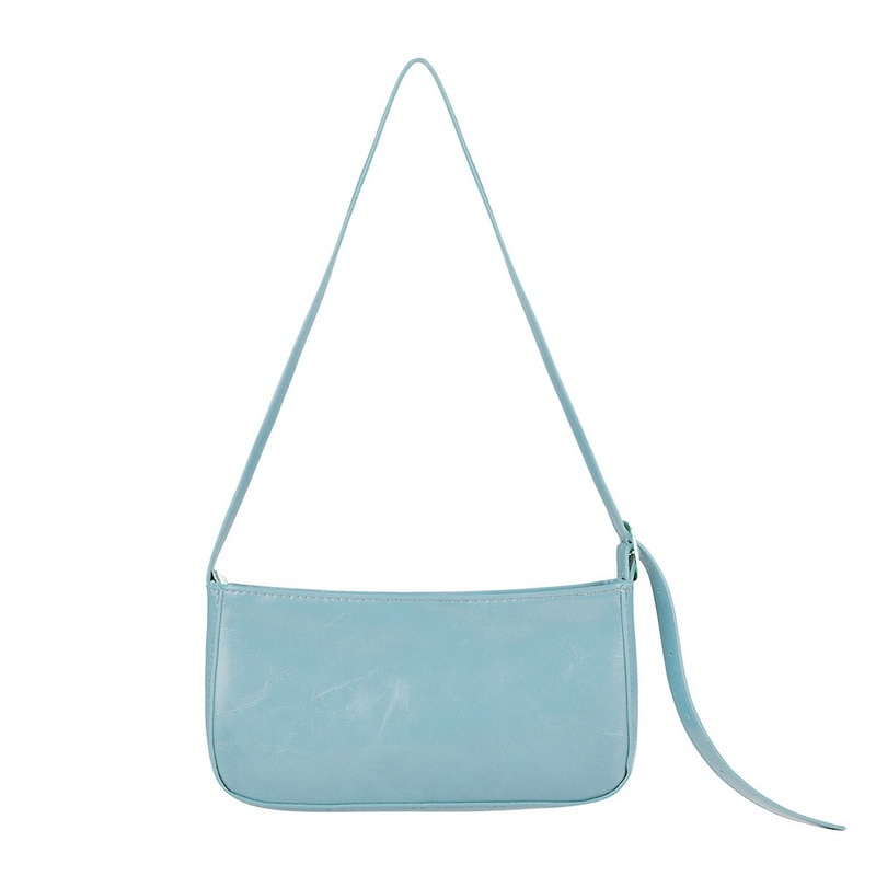 Ins Vrouw Trendy Groen Wit Enkele Riem Handtassen Pu Leer Rits Schoudertas Vrouwelijke Hobo Vintage Handtas Lente Zomer: Blue