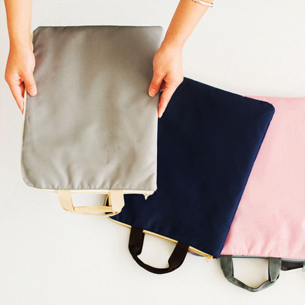 Portable Canvas File Bag with Hidden Wide Open Pocket Waterproof Backpack Organizer Bag Travel File Storage Bag Zippered