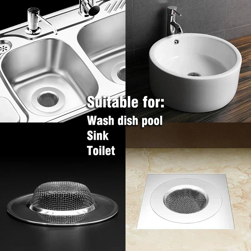 Colador de fregadero, filtro de rejilla para fregadero de cocina, filtro de orificio de drenaje de acero inoxidable, protección de malla contra obstrucciones, accesorios de cocina