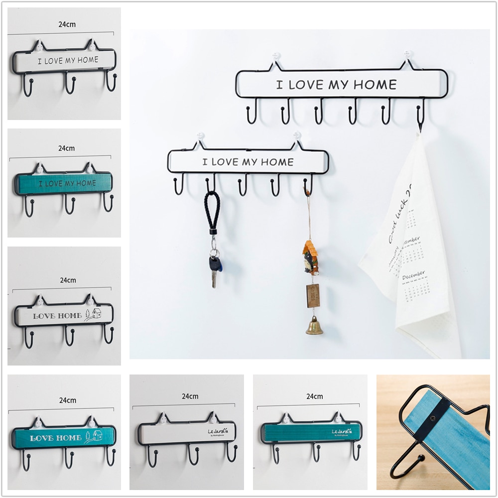 Wall Mount Key Rack Hanger Holder 3 Hooks Chain Storage Keys Organizer ZJM9165