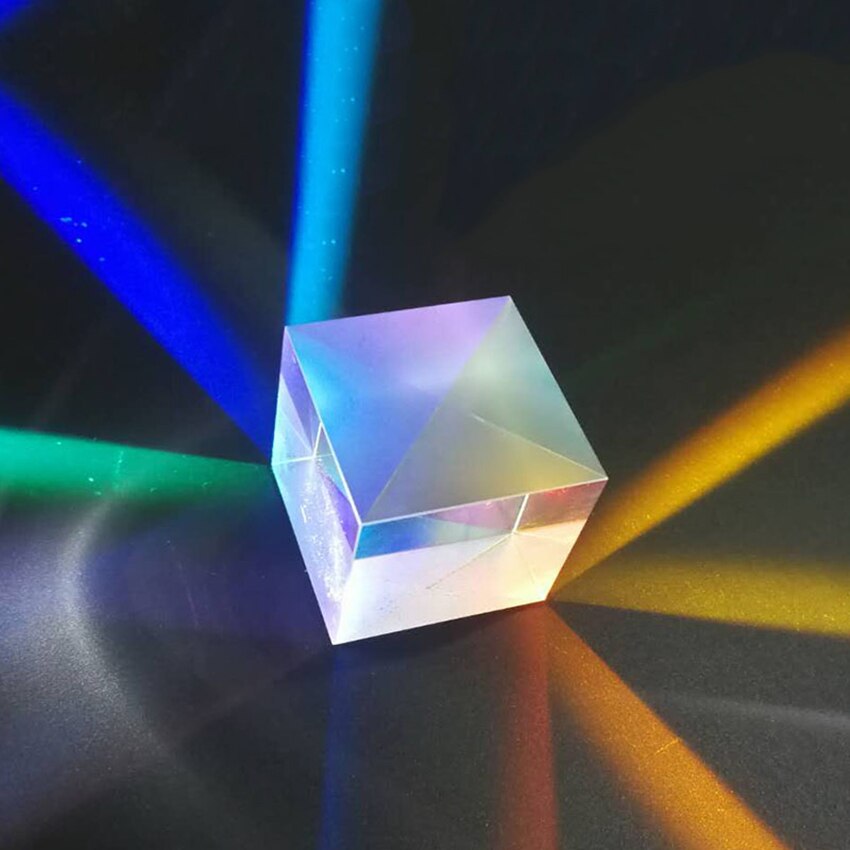 Luz prismática brillante de seis caras de 15x15mm, combinación de prismas de cubo, viga de colores, divisor, instrumento de experimento óptico, herramienta de enseñanza