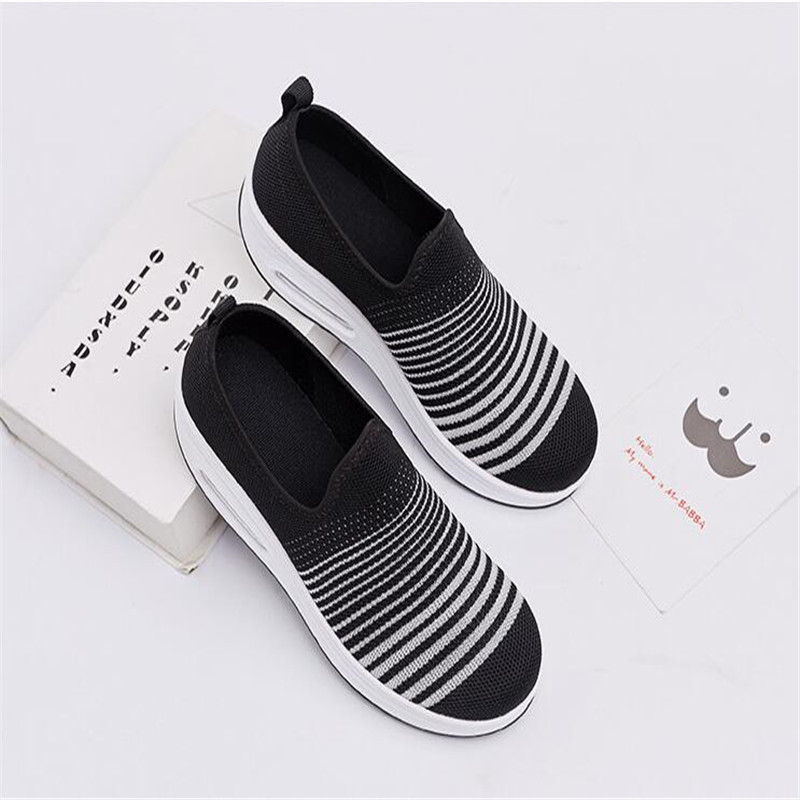 Summer Toning Shoes For Women Fitness Walking Shoes Slip on Slimming Jogging Sneakers 4.5 cm Wedge Platform Swing Shoes