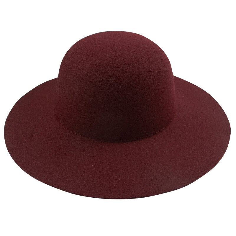 USPOP women winter hats wool fedoras adjustable unisex solid color wool hats: Dome-Dark wine red