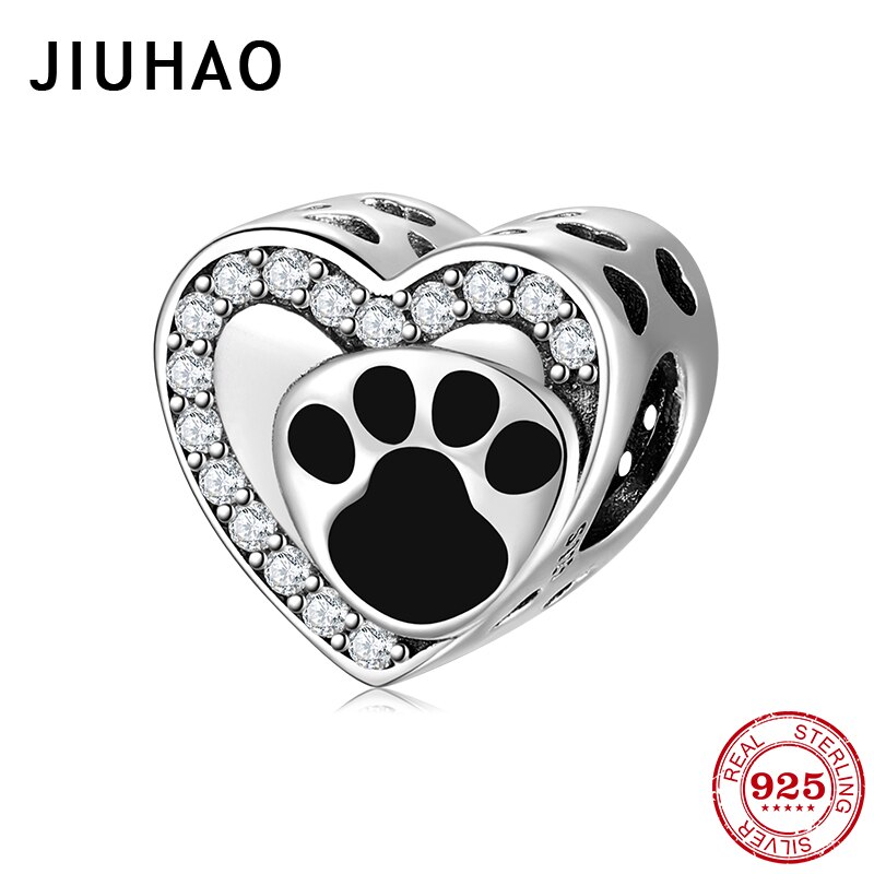 Charmante bedel in de vorm van een kattenpoot voor een originele zilveren armband, 925 sterling zilveren doe-het-zelf sieraden armband maken