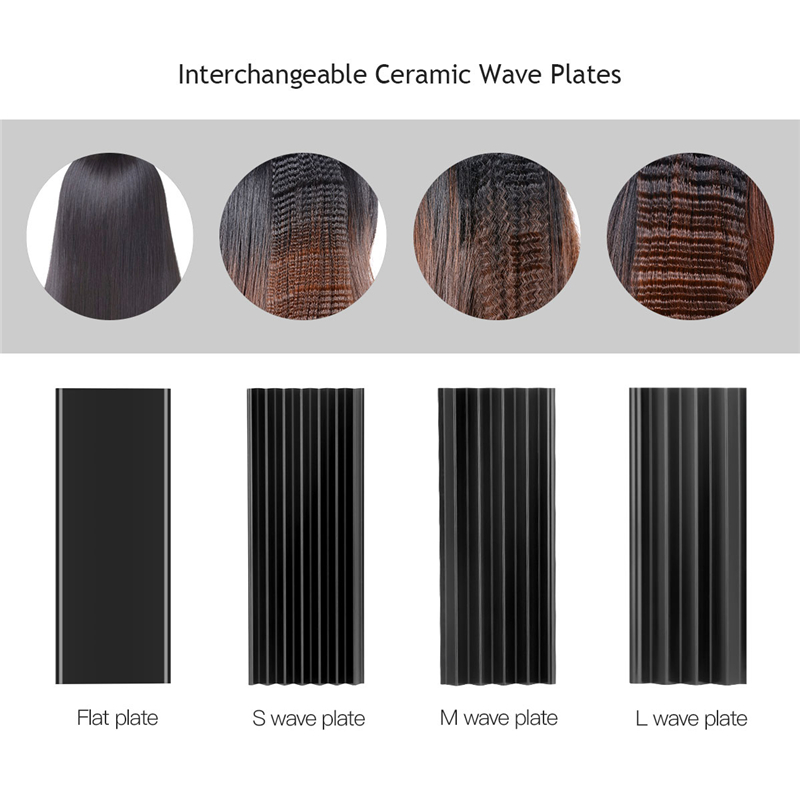 CkeyiN 4 in 1 Hair Straightener Flat Iron Plates Curling Iron Straightening Brush Crimper Styling Tool Hair Curler