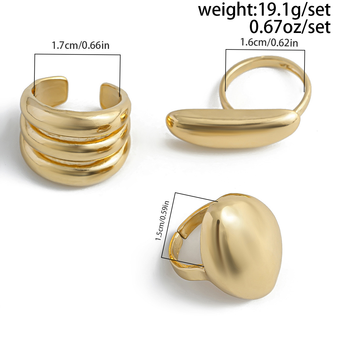 DIEZI 3 pçs/set Anéis de Metal Exagerados Para Mulheres Homens Moda Punk Geométrico Ouro Prata Cor Knuckle Joint Ring Set Jóias