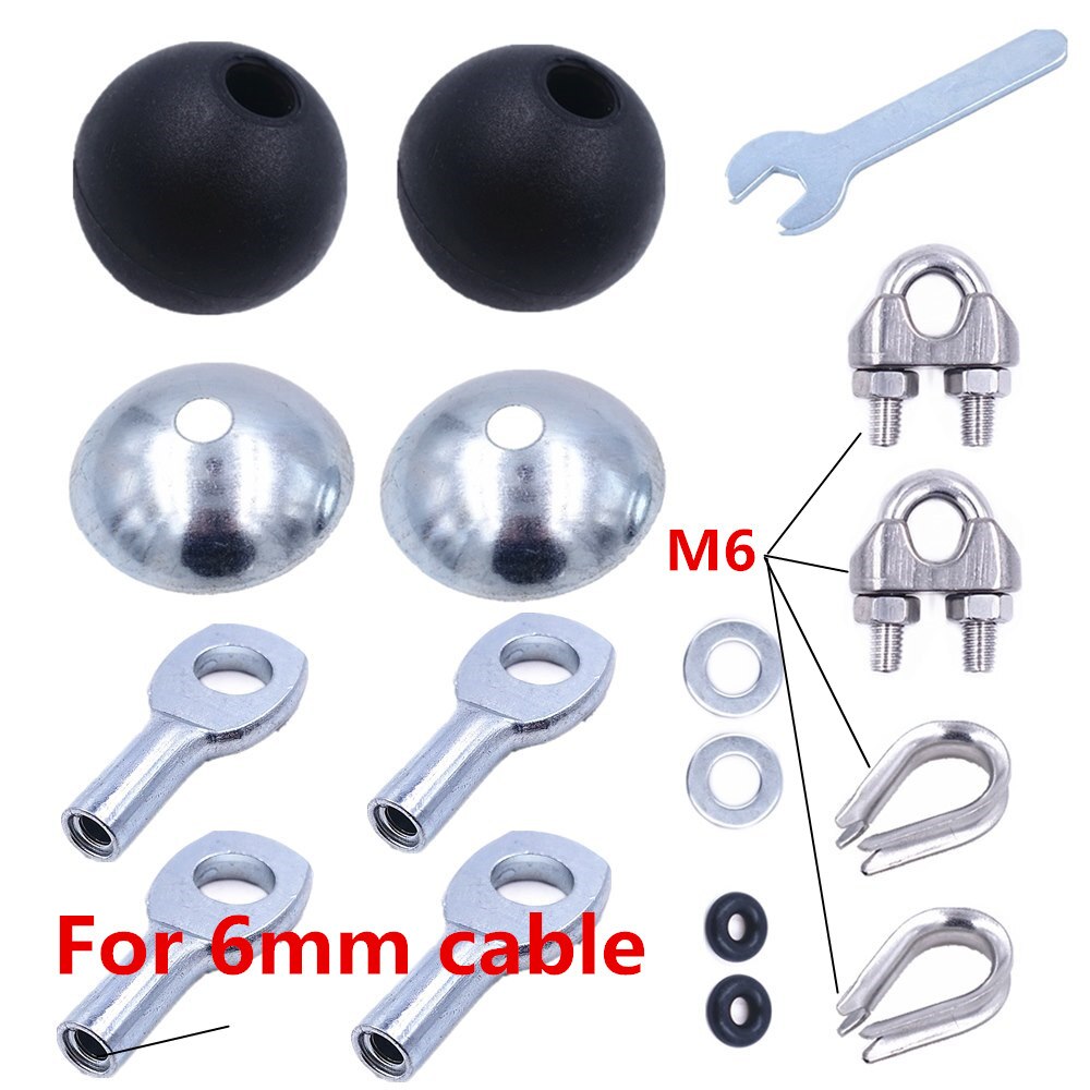 Gym Machine Accessories 5 MM Cable Ball Stopper Interface Port Components Fitness Equipment Chain Wire Port Joint Parts: Set A for 6mm cable