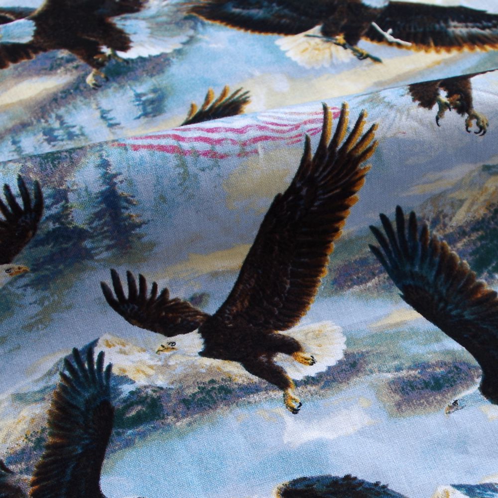 1 yard bomuldsvævet stof - dyr - ørne (bredde= 108cm)