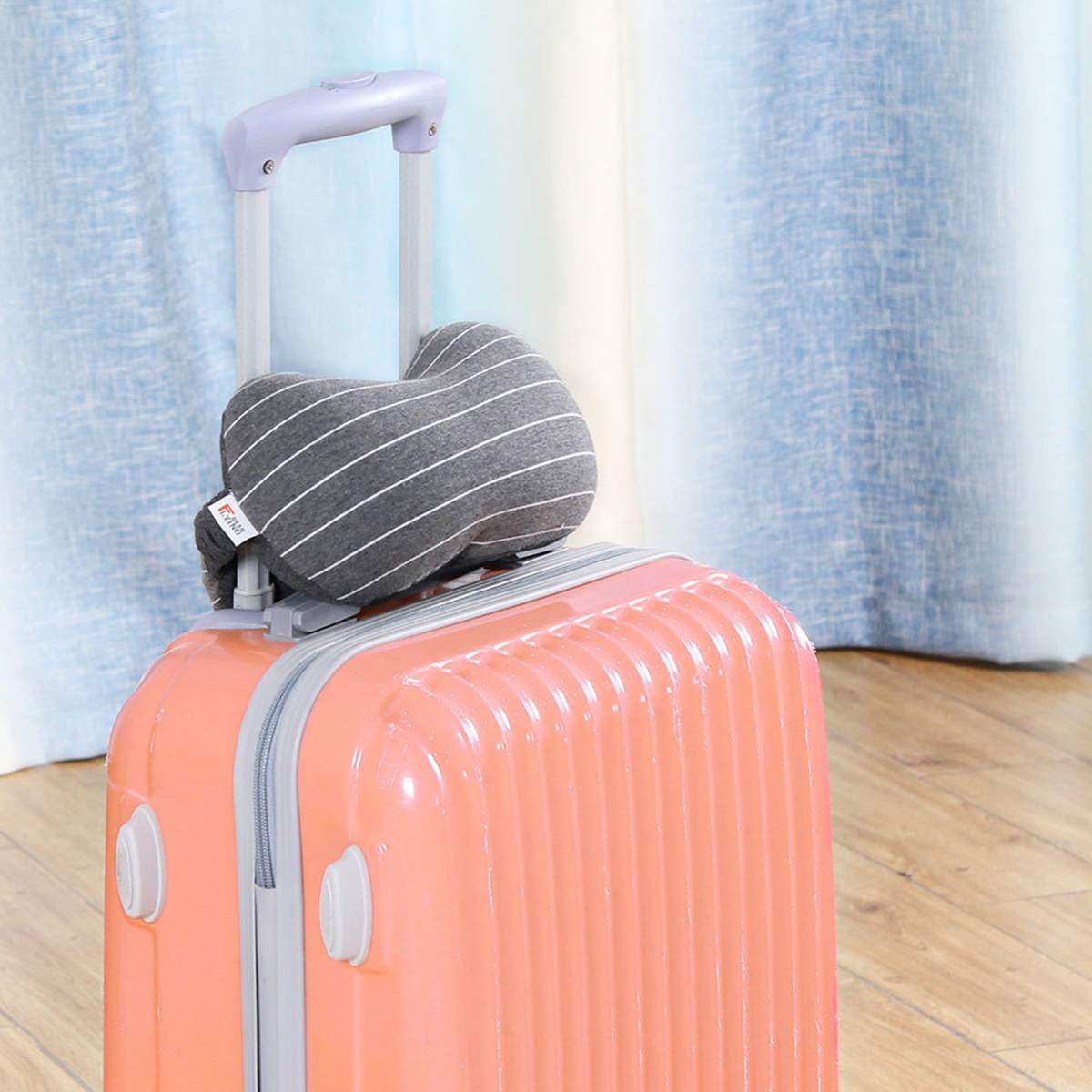 2 in 1 Multi-Function Travel Neck Pillow Eye Mask Storage Bag Portable Handle Adjustable Washable Pillow for Airplane Office