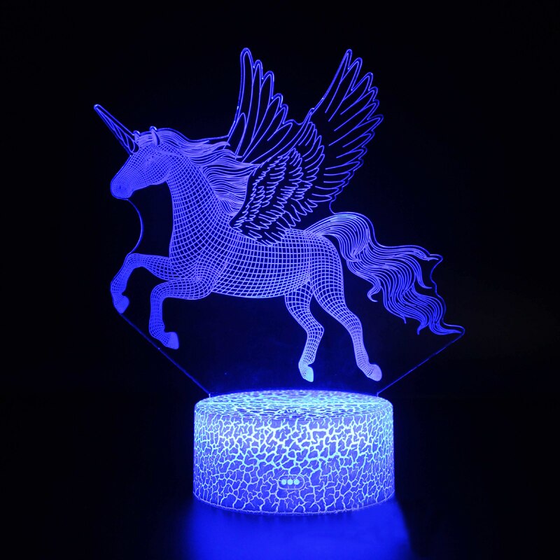 Eenhoorn Serie Kleurrijke Creatieve Diermodel Paard 3D Licht Led Klein Nachtlampje Tafellamp Visuele Licht: 2