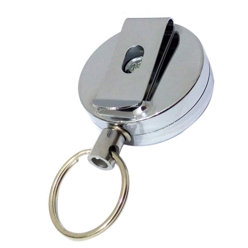 60 cm unisex-Schlüsselanhänger aus Edelstahl mit Rückenclip, Belastbarkeit, einziehbares Drahtseil, Anti-Verlust-Schlüsselanhänger, Ringhalter, Finder