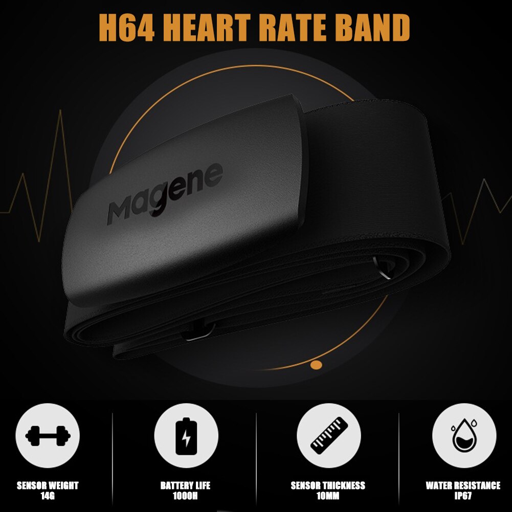 Magene h64 sensor de freqüência cardíaca bluetooth ant + magene monitor de freqüência cardíaca com cinta no peito bicicleta computador para garmin igpsport bryton