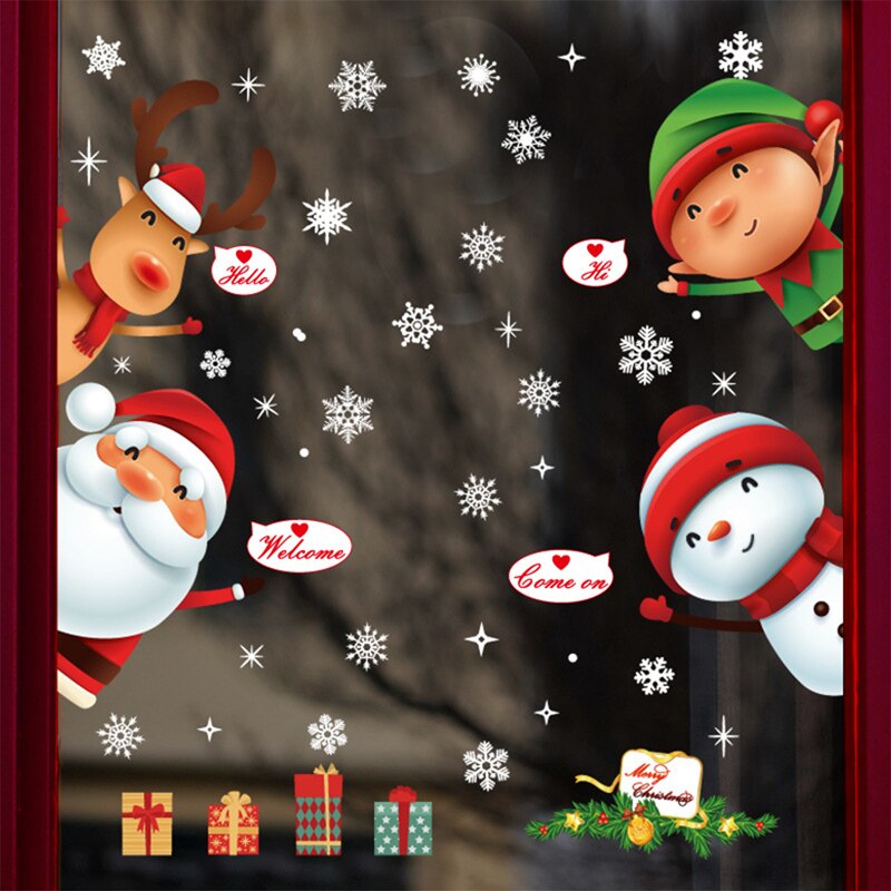 QIFU-pegatina de pared de Feliz Navidad para el hogar, decoración navideña de vidrio para ventana, sala de estar, pegatinas de Feliz Año , 2024, 2025