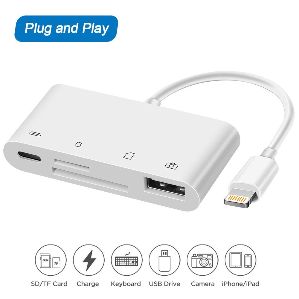 4 in 1 sd tf kort kameralæser usb 2.0 otg adapter kabel lyn til micro sd kamera spor spil læser til iphone ipad