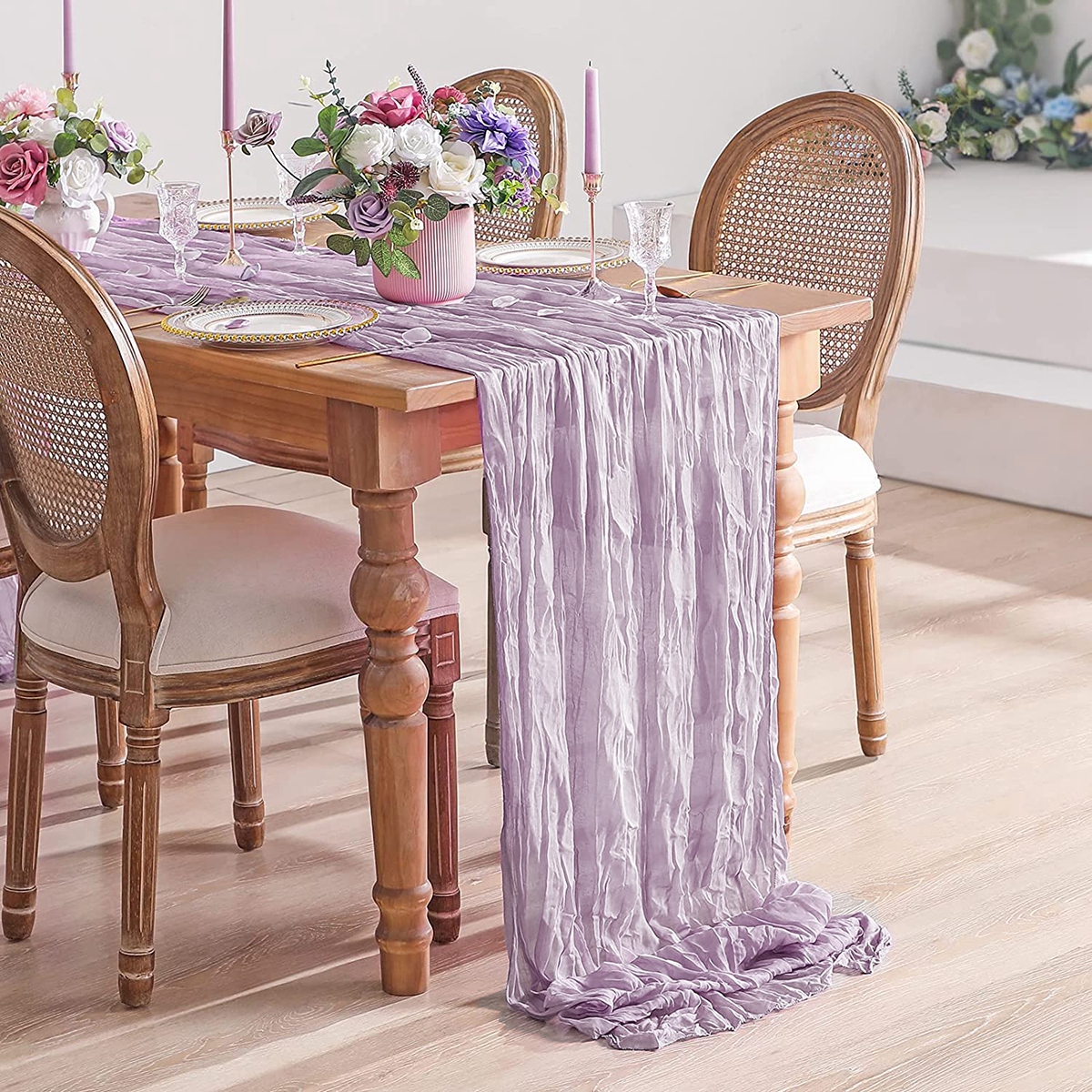 Camino de mesa de gasa semitransparente, tela de queso salvia, ajuste de mesa, comedor, de boda Vintage, banquetes de Navidad, Arcos, decoración de pasteles