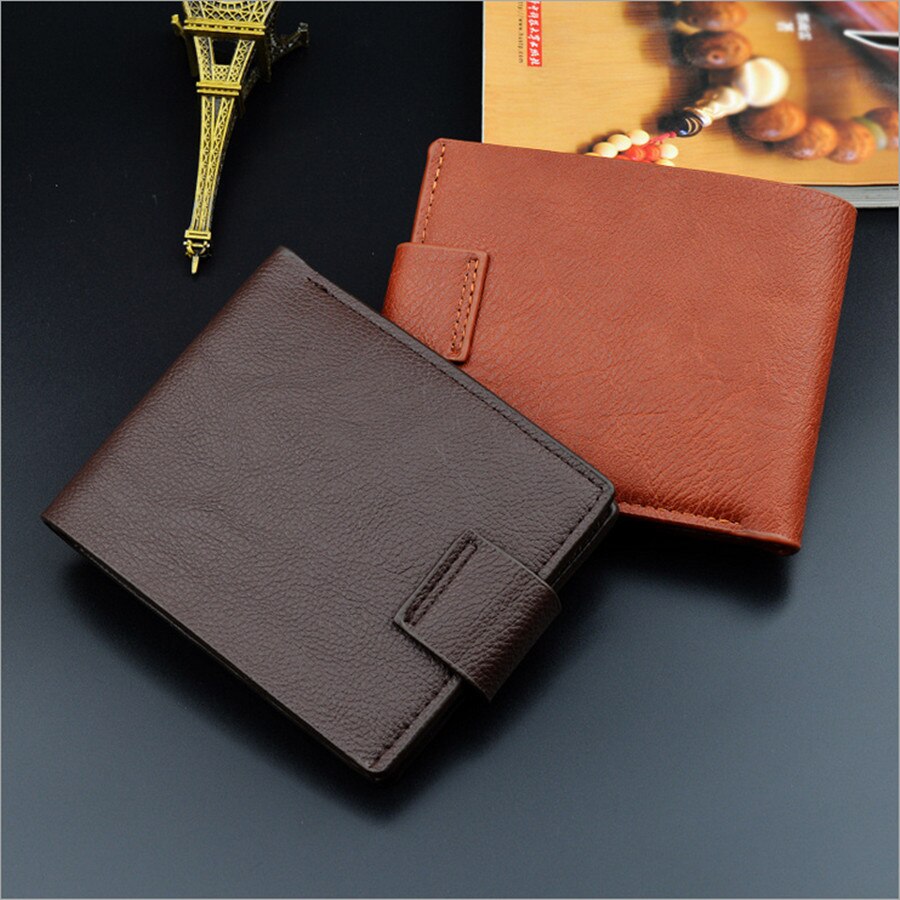 men's wallet pu solid color slim wallet men's two-way folding short credit card wallet coin purse business wallet men