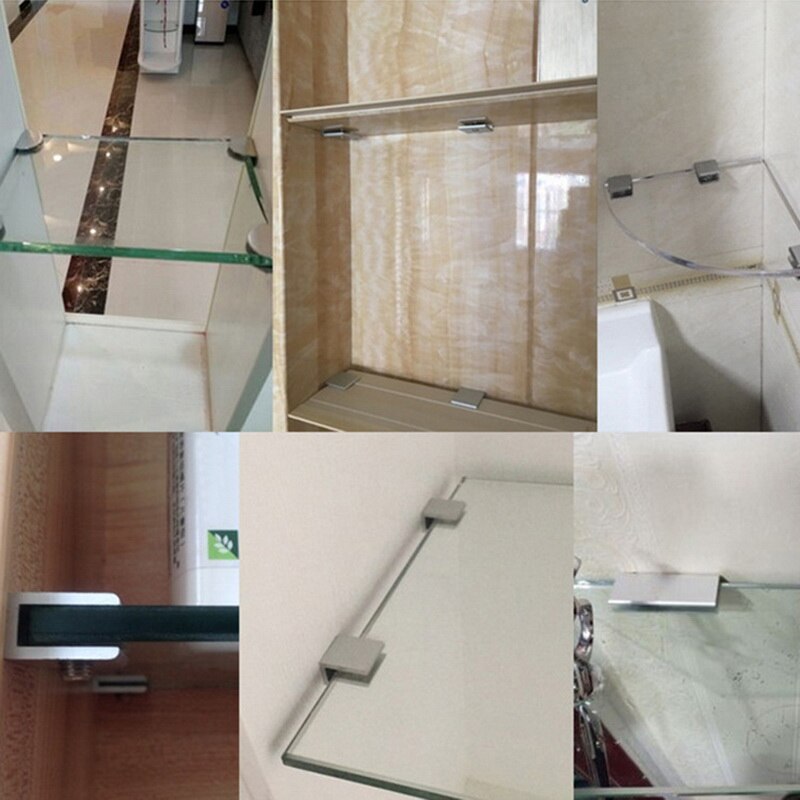 4 Teile/satz Raum Aluminium Glas Clips Einstellbare Wand Glas Regal Clamp Halterung 5-15mm Glas halter