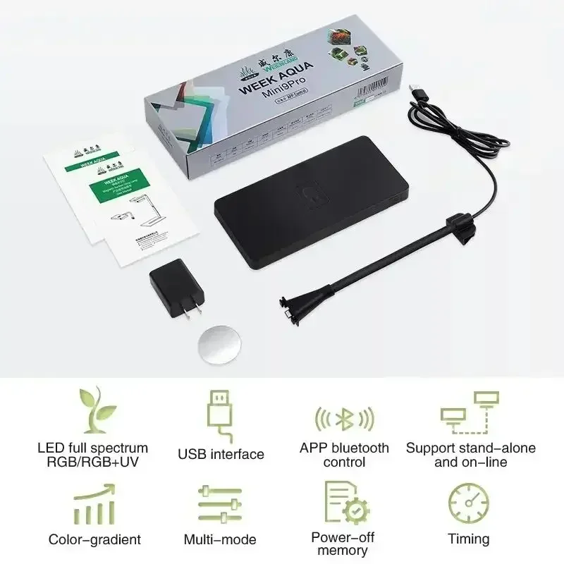 FZONE SOLO Serie Nano LED Lámpara Acuario, Espectro Completo Y Regulable, Controlada Por Aplicación, Para Acuarios De Agua Dulce Y Plantados