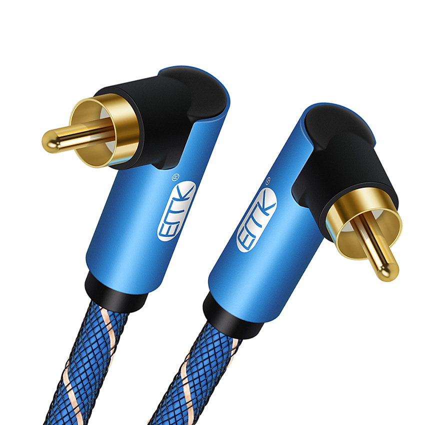 Emk Dobbel 90 grader rca til rca hann til hann lydkabel gullbelagt rettvinklet rca lydkabel til hjemmekino dvd tv: 0.5m