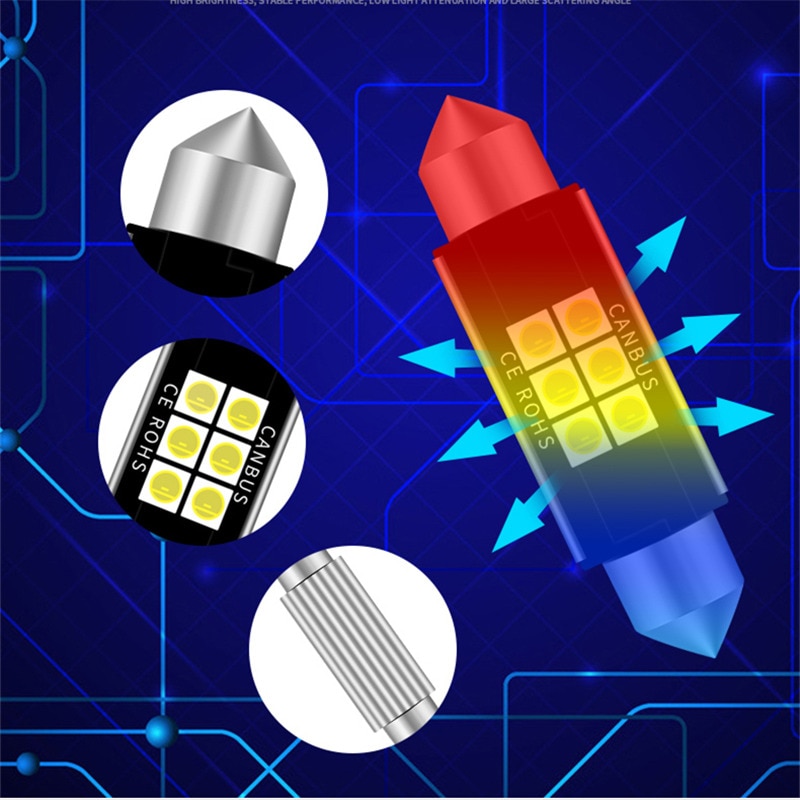 Ampoule LED 3030 SMD C5W C10W pour voiture, éclairage intérieur de voiture, lampe de lecture, dôme, Canbus 12V, 1 pièce, 31mm, 36mm, 39mm, 41mm
