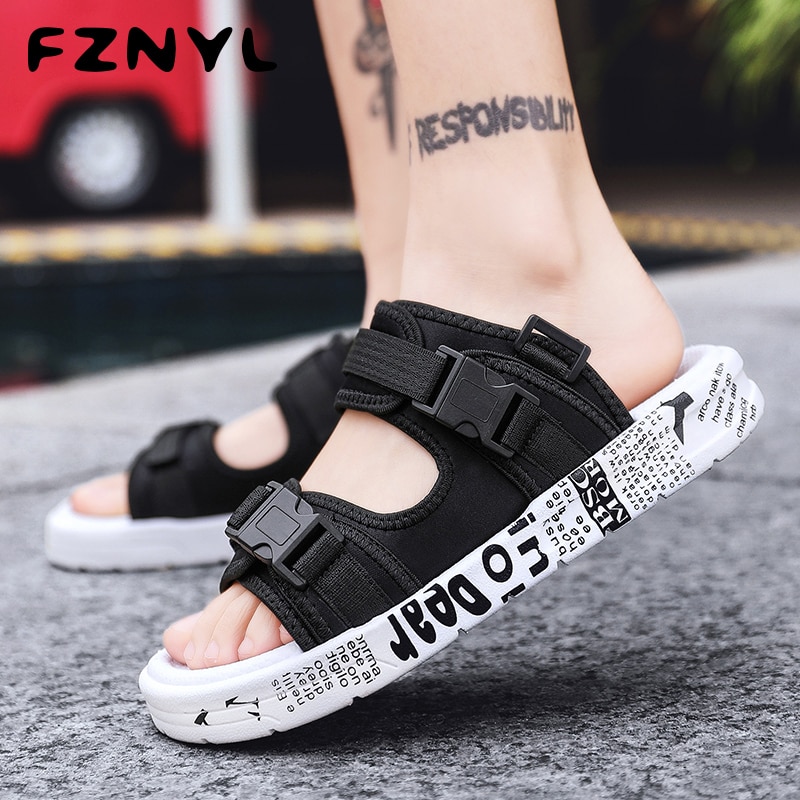 FZNYL 2 in 1 Herren Sandalen Sommer lässig Schuhe Hausschuhe unisex Schnalle Riemen Atmungs Nicht-Unterhose draussen Sandale größe 45