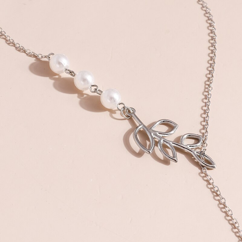 Jahrgang Perle Kette Halsketten Anhänger für Frauen Mädchen Metall Hohlen Baum Blatt Halsketten Charme Collares Schmuck