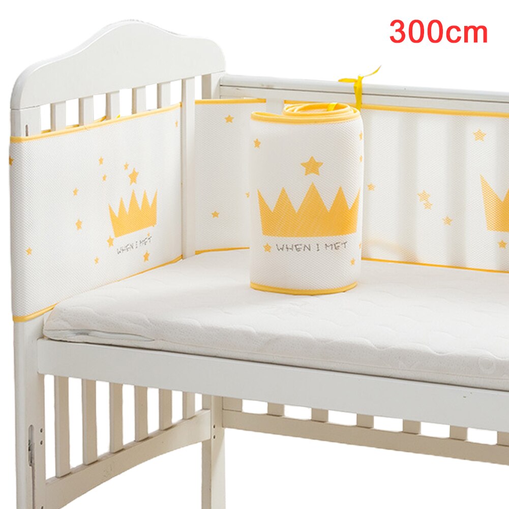 Beskytter børnehave tegneserie trykt hjem blødt sengetøj tilbehør åndbart mesh soveværelse vaskbart sengetøj baby sikker krybbe kofanger: 1 300 x 28cm