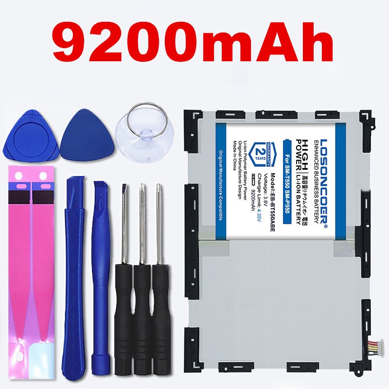 100% Originele Losoncoer 9200 Mah EB-BT550ABE Batterij Voor Samsung Galaxy Tab Een 9.7 "SM-P550 T555 SM-P351 P555C T555C SM-T550