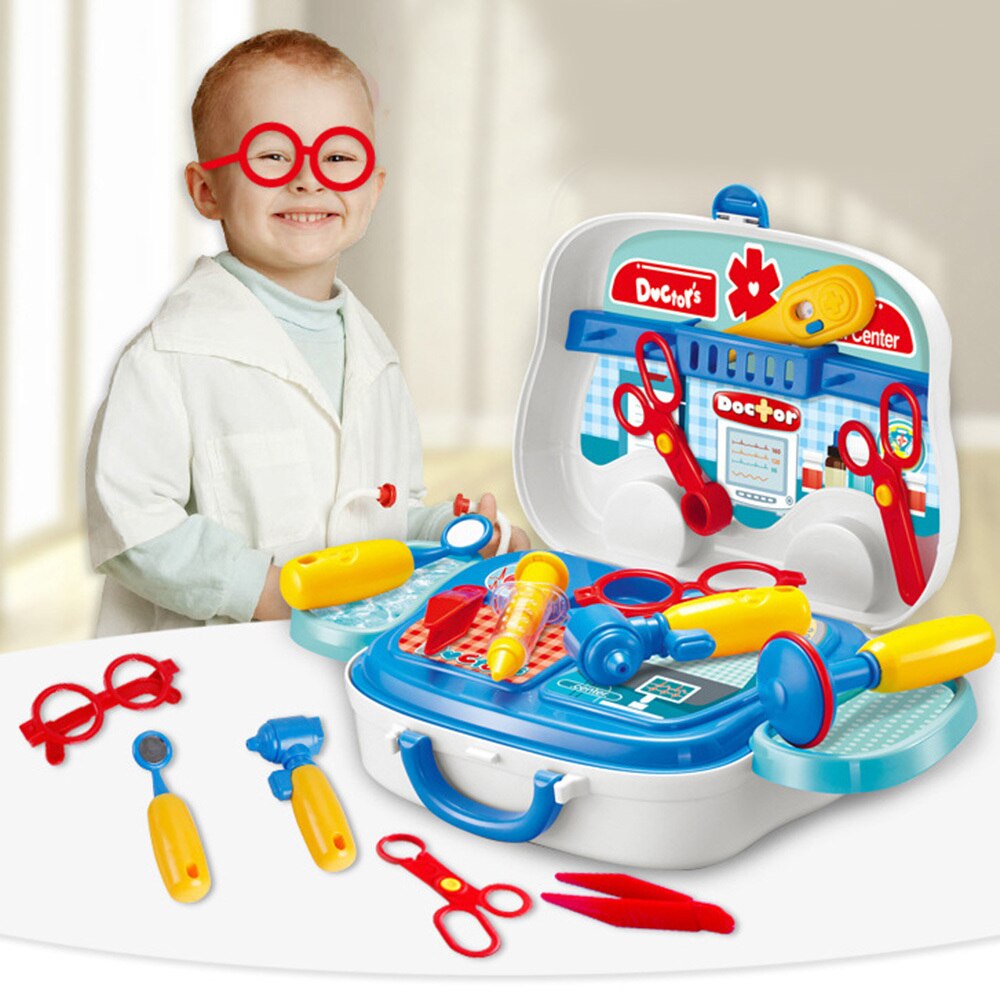 Diy foregiver børn tema værktøj legetøjssæt rollespil læge makeup køkken legetøjsdragt med etui til drenge piger leger legetøj: A4