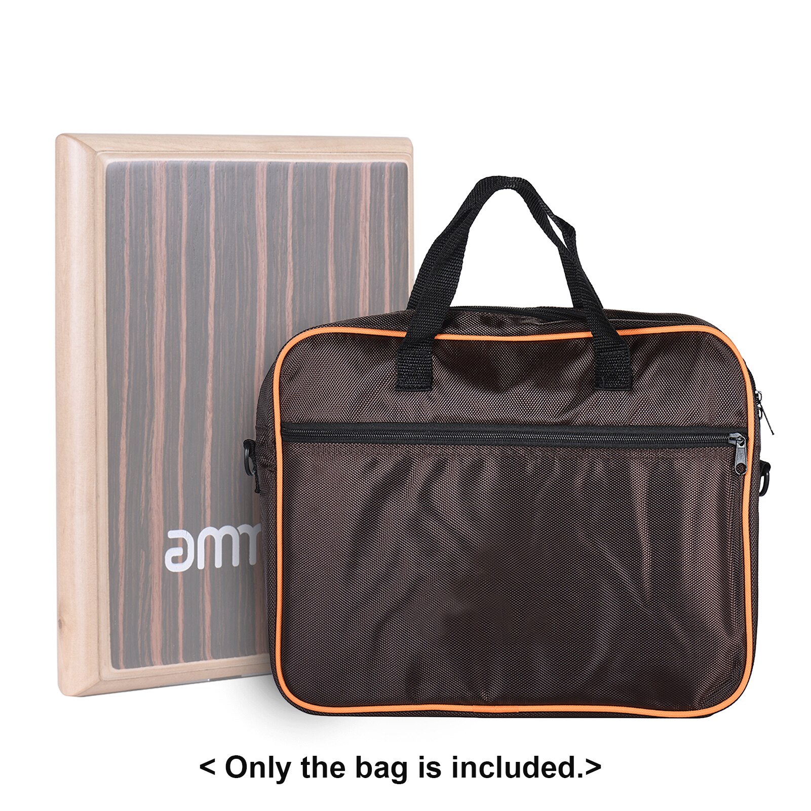 ammoon Compact Travel Flat Box Drum Carry Bag Handbag Flat Hand Drum Case with Shoulder Strap