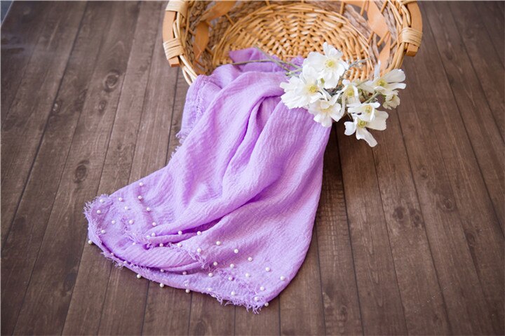 Ylsteed Newborn Photo Props Pearl Baby Shooting Photo Wrap with Tassel Baby Basket Stuffer Infant Photography Blanket Backdrop: Lavender