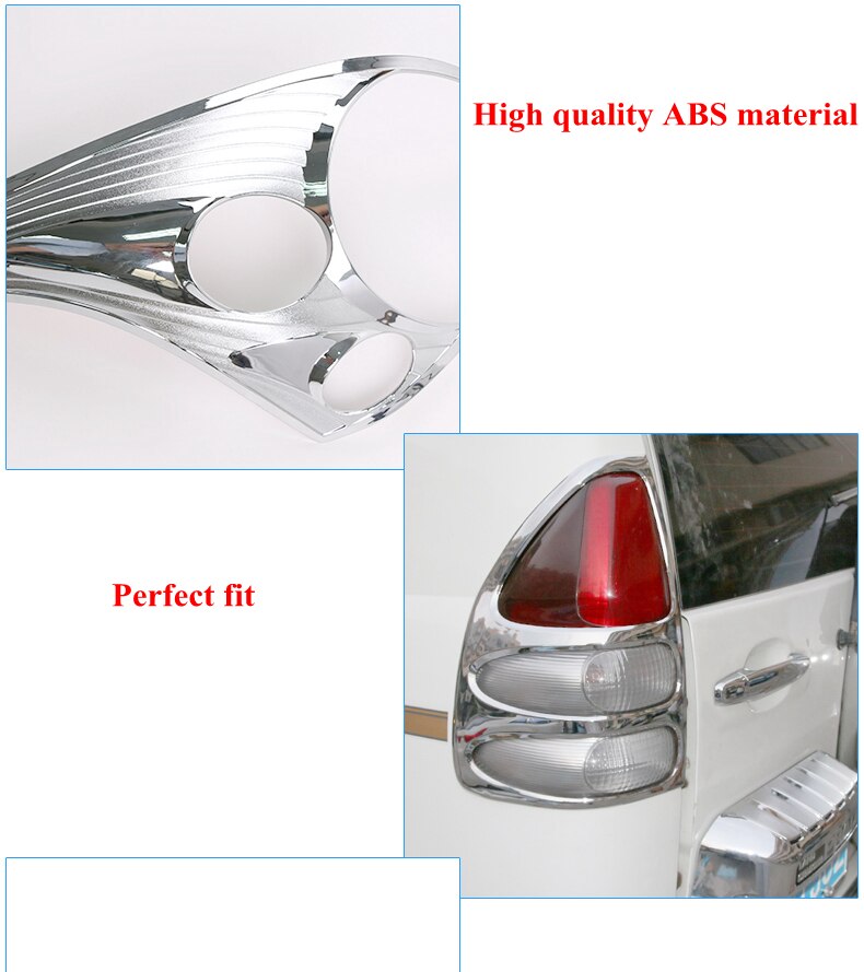 Car ABS Chrome Exterior Decor Cover Car Body Cover Stickers Frame Trim Stickers For Toyota Land Cruiser Prado 120 J120 2003