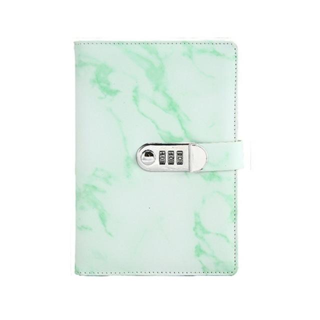 Hasło notatnik marmur tekstura 100 arkuszy osobisty pamiętnik z zamkiem kod gruby notatnik skórzany biuro szkolne notatnik: zielony