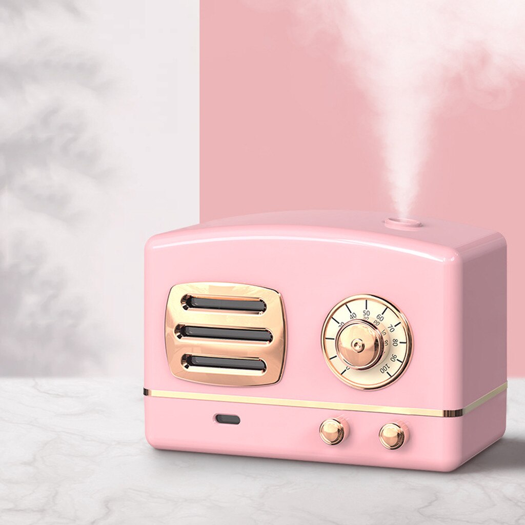 Diffuseur d'huile essentielle et d'arôme pour la maison, humidificateur électrique à 7 couleurs, petit Type Radio rétro, lumières d'ambiance, 4 #: Pink 