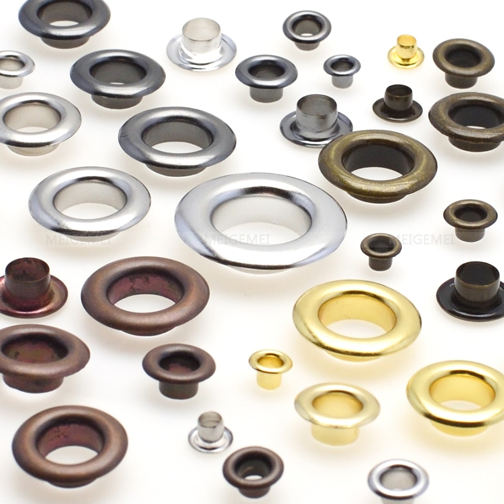 100pcs/pack Metal Eyelets Grommets 3MM 4MM 5MM for Leather Craft DIY Scrapbooking Shoes Practical Accessories