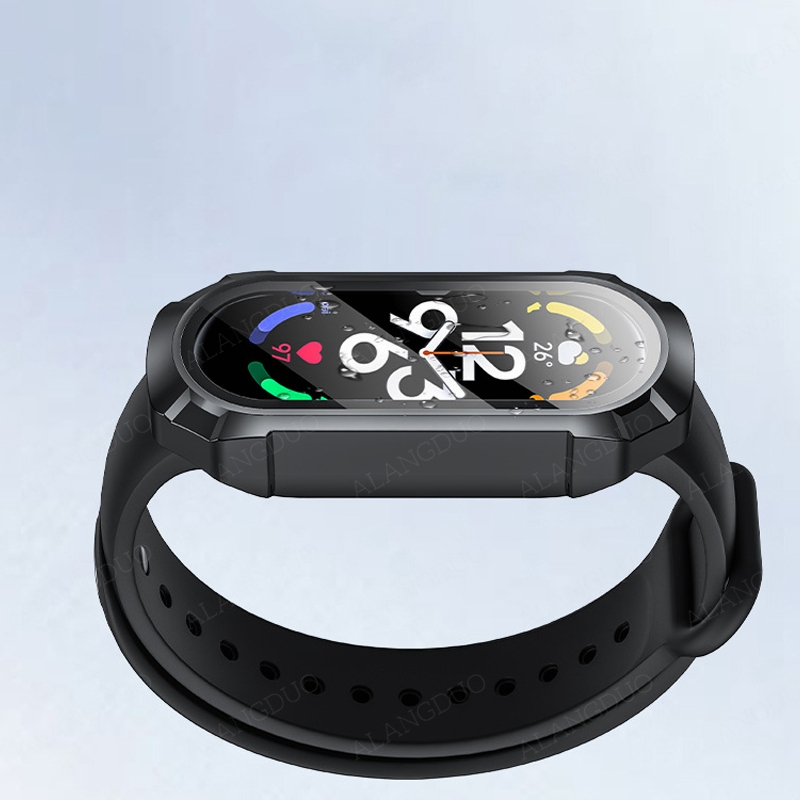 Funda de PC + Protector de pantalla de vidrio templado para Xiaomi Mi Band 8, 7, 6, 5, 4, mi band 8, parachoques protector, accesorios de cubierta antiarañazos