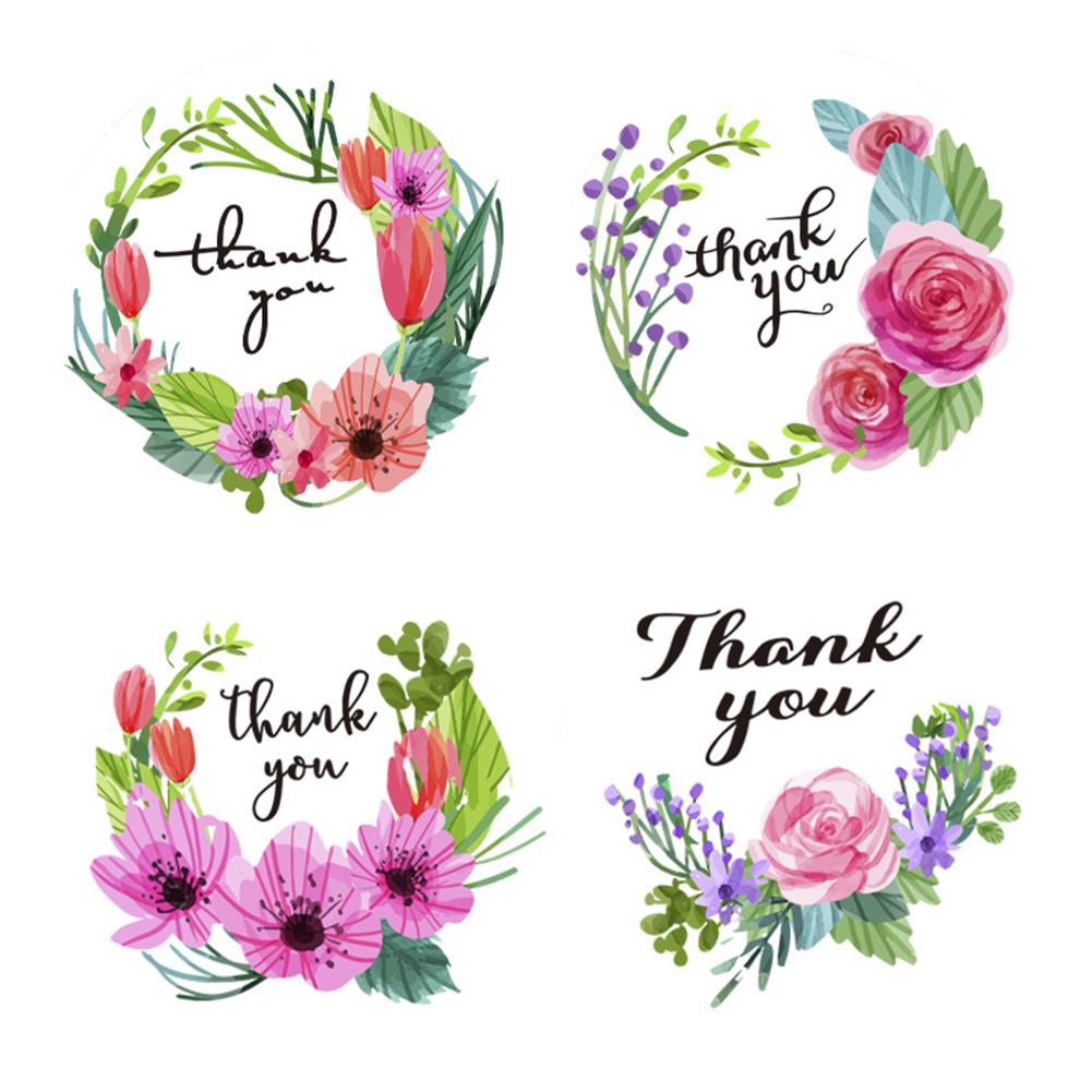 Tack klistermärken rulle rund blomma prined självhäftande klistermärke för kuvertdekoration 500 st/rulle