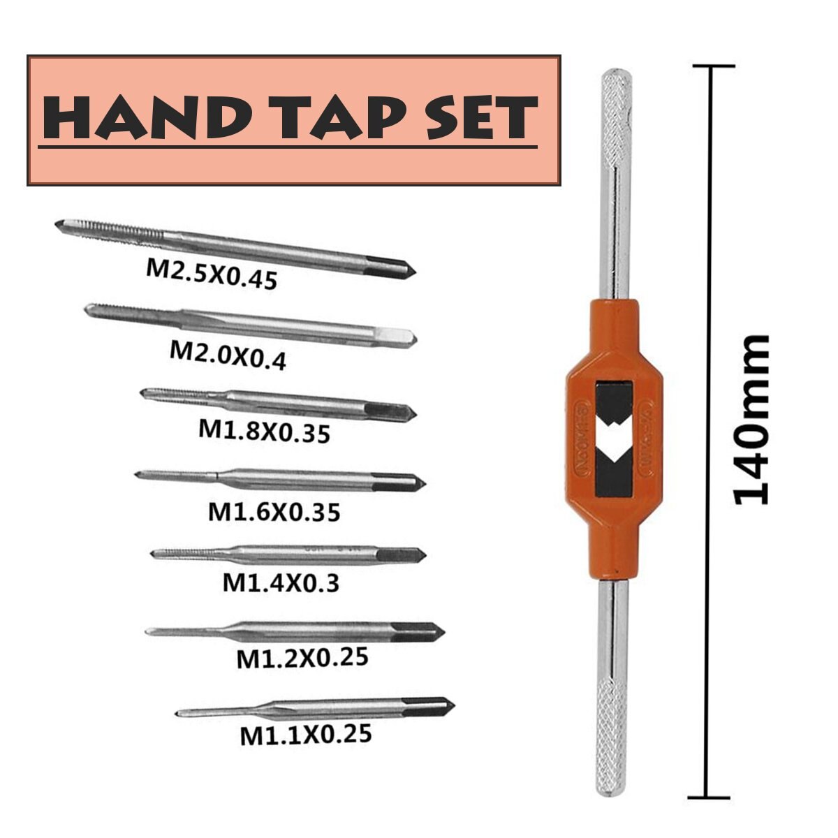 7 st  m1.1-m2.5 miniskruv handtappset handtapp gänga trådgängning gängkranar attackverktyg  m1-8 justerbar gängnyckel