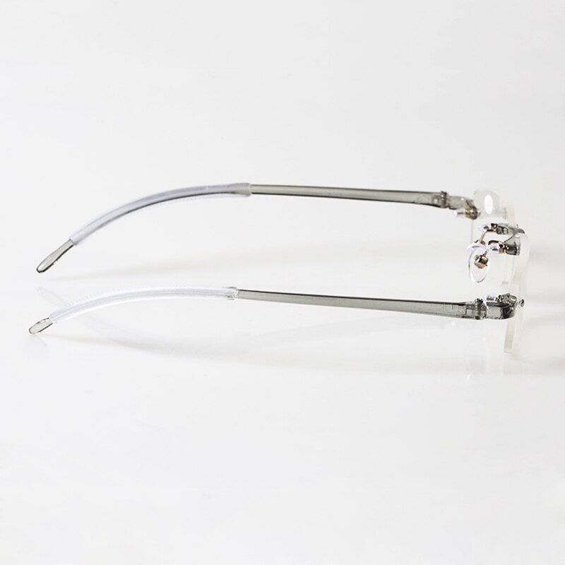 Gafas graduadas para miopía para hombre y mujer, TR90, de resina, ultralivianas, sin marco, transparentes, color gris, miopía, M030