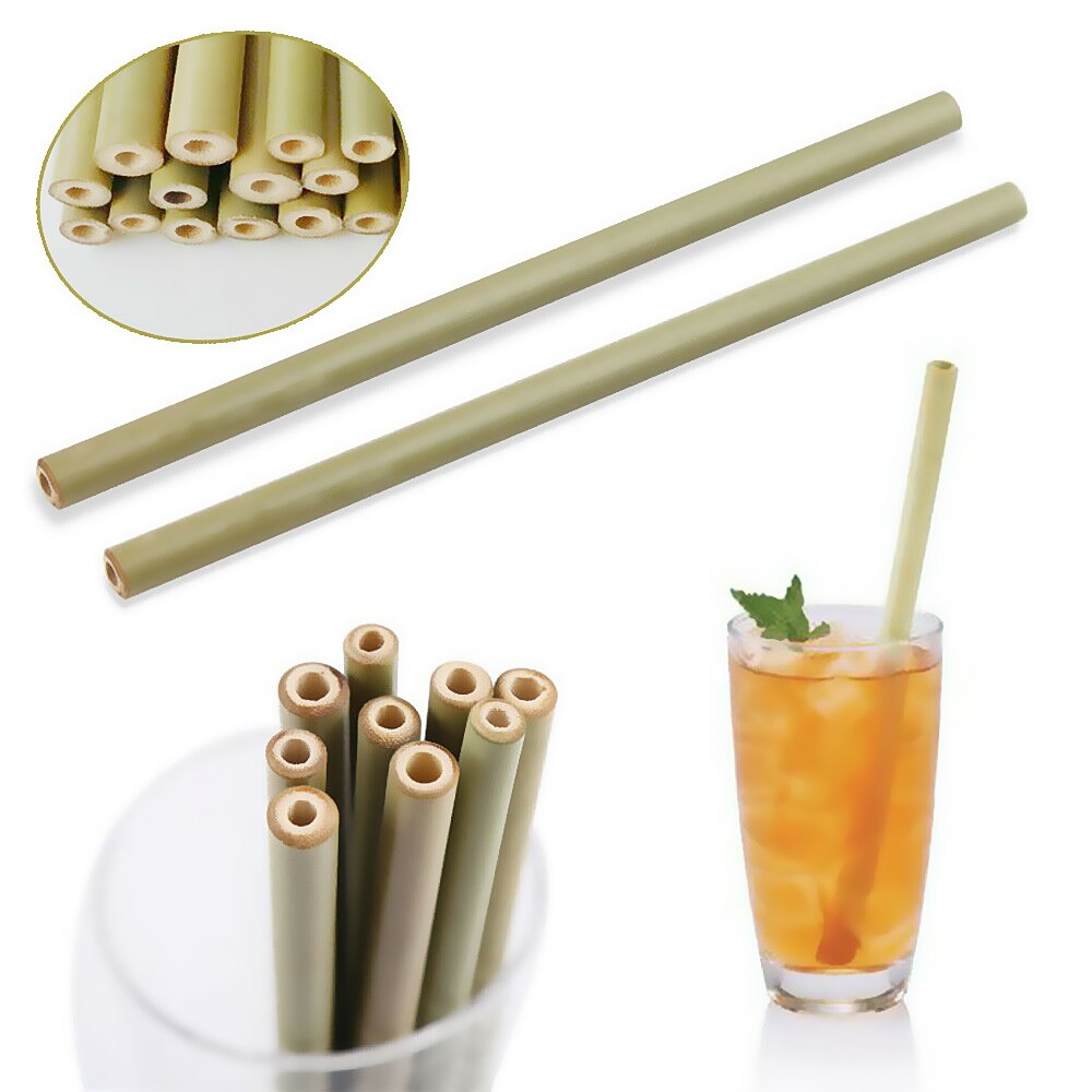 10 Stks/set Bamboe Stro Milieuvriendelijke Rietjes 20 Cm Voor Bar Herbruikbare