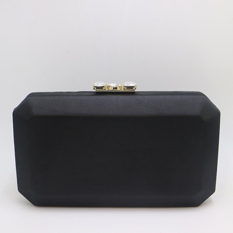 Hard Box Clutch Silk Satin Dark Green Evening Bags for Matching Shoes and Womens Wedding Prom Evening Party: C-Black