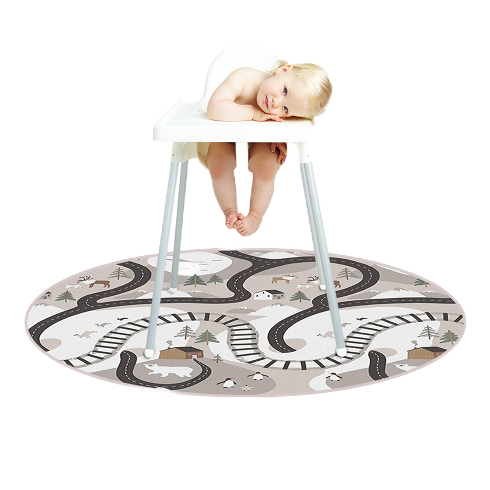 Hochstuhl Boden Schutz Matte Anti-Unterhose Silikon Stelle matt Baby Eatting matt freundlicher Runde Boden Krabbeln Spielen matt: C