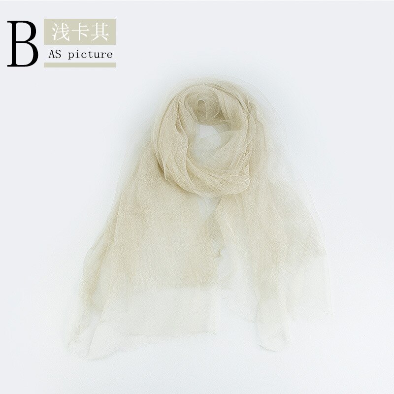 Luxe Solid Real 100% Zijde Zomer Rimpel Sjaal Vrouwen Shawl Lange Soft Wrap: 6