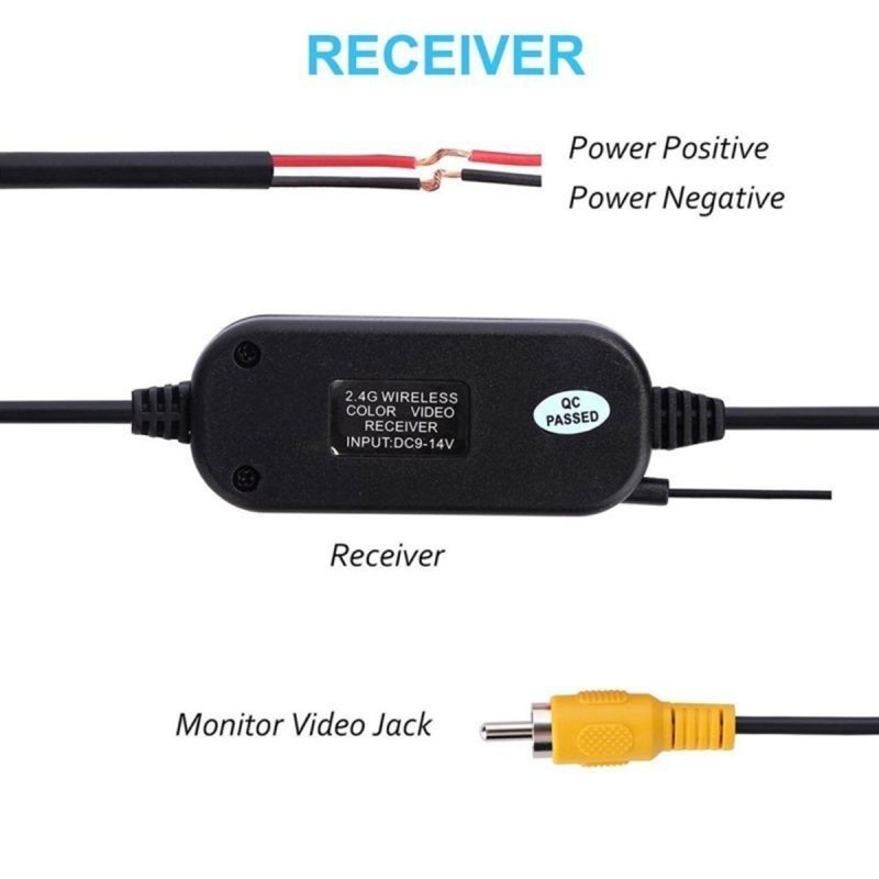 Cámara de visión trasera inalámbrica de 2,4G, transmisor y receptor de señal de cámara de coche, Cable RCA, transmisor y receptor de vídeo, accesorios para coche