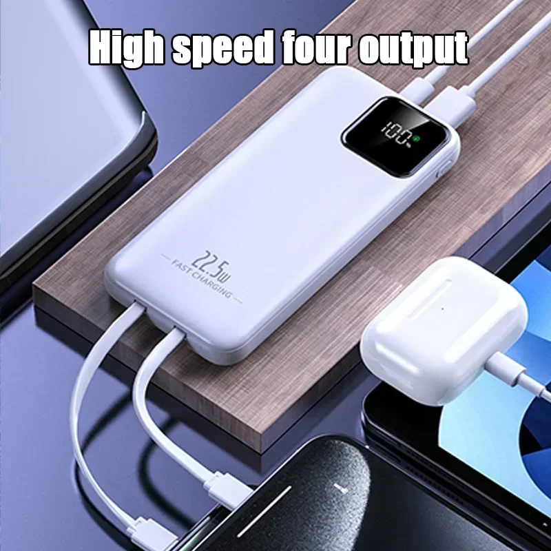 Tragbarer akku 20000 mah , 22.5w schnelllade-powerbanks, -in 2 kabel für huawei, iphone und xiaomi, externer akku
