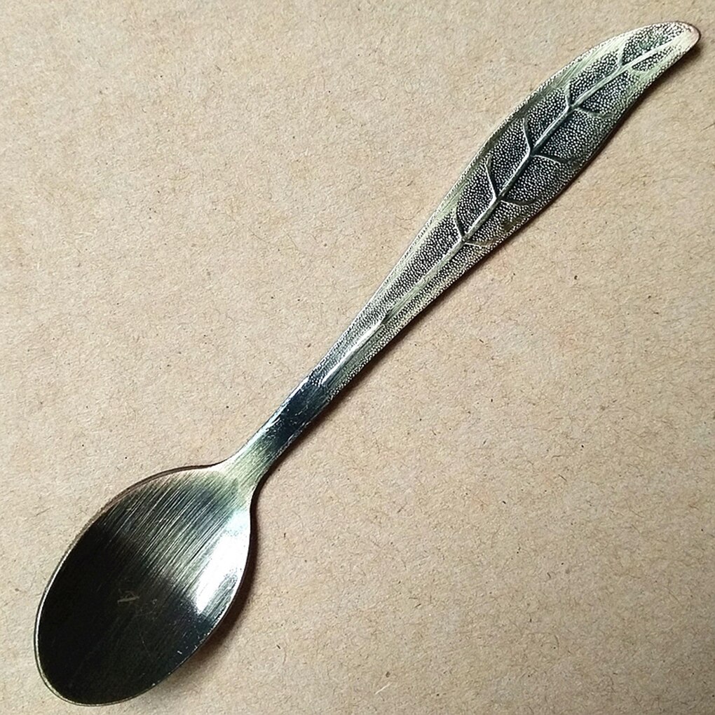 Cucharas pequeñas de café y té, cuchara ecológica tallada en bronce, 6 piezas,